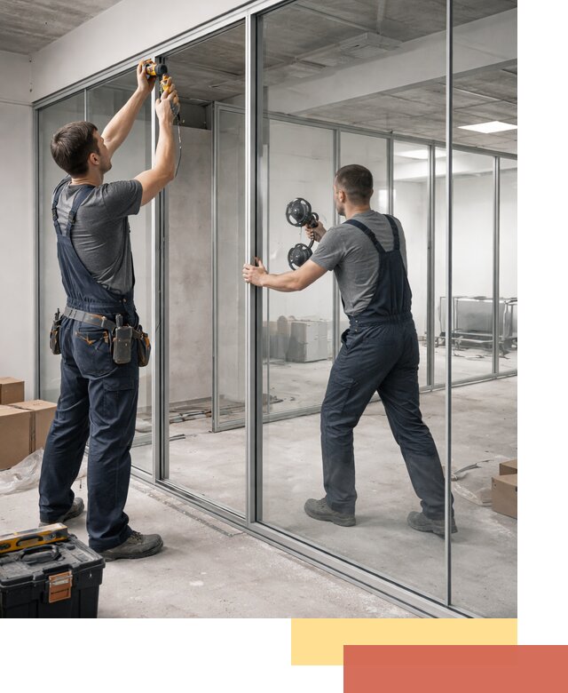 Алюминиевые перегородки со стеклом в чернушке — изготовление и монтаж