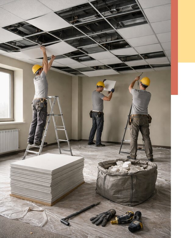 Демонтаж потолка Армстронг в чернушке от 4570 руб. быстро и недорого | ОТДЕЛОЧНИК-Чрш