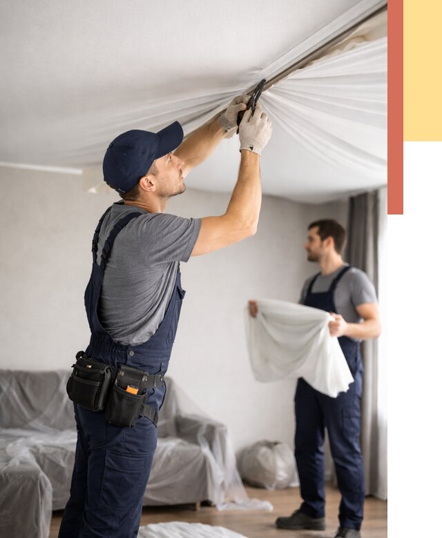 Демонтаж натяжного потолка в чернушке от 4570 руб. — снятие и разбор под ключ | ОТДЕЛОЧНИК-Чрш