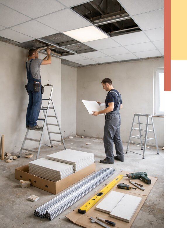 Монтаж потолка армстронг в чернушке от 4570 руб/м2 — быстрая установка под ключ | ОТДЕЛОЧНИК-Чрш