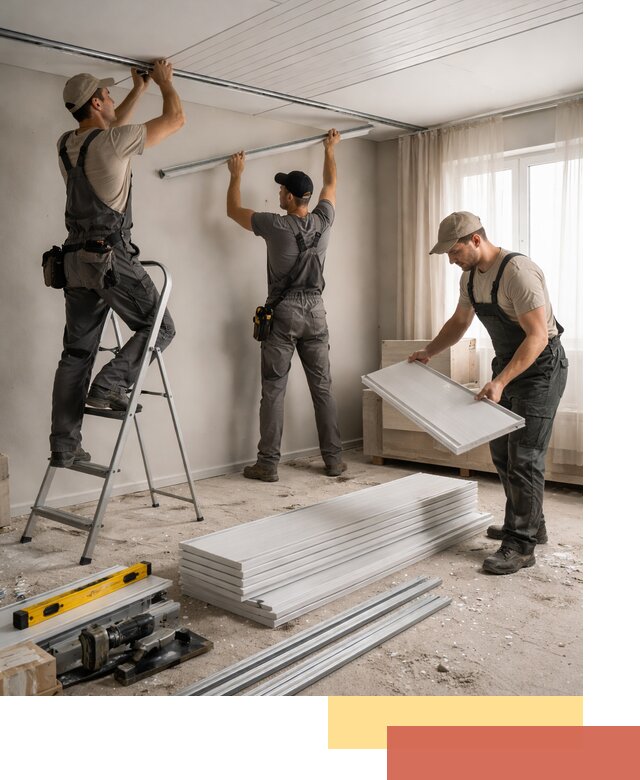 Монтаж потолка из ПВХ панелей в чернушке оперативно и качественно