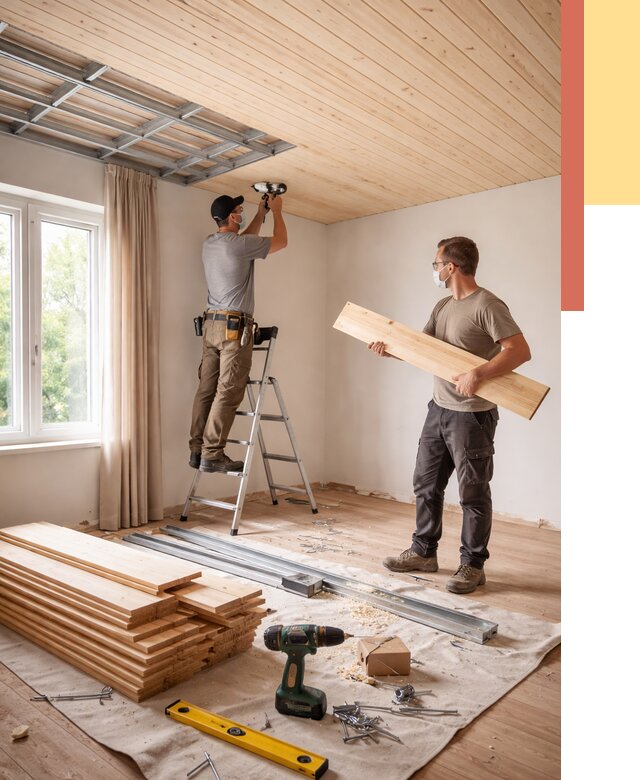 Монтаж потолка из вагонки в чернушке от 6601 руб. | Быстро и недорого — ОТДЕЛОЧНИК-Чрш