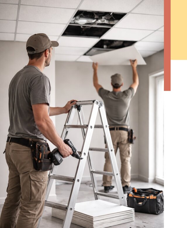 Обслуживание подвесного потолка в чернушке от 3555 руб. — быстро и недорого | ОТДЕЛОЧНИК-Чрш