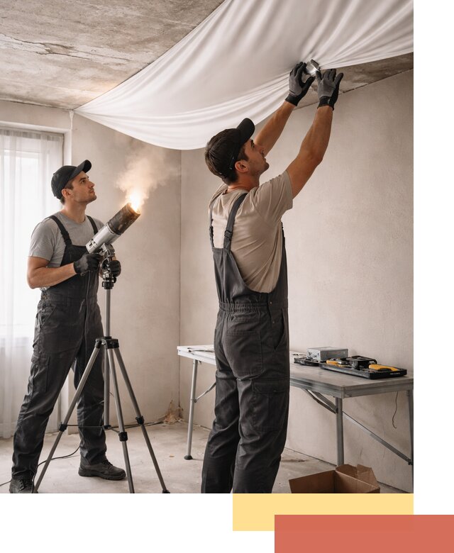 Установка натяжного потолка под ключ в чернушке