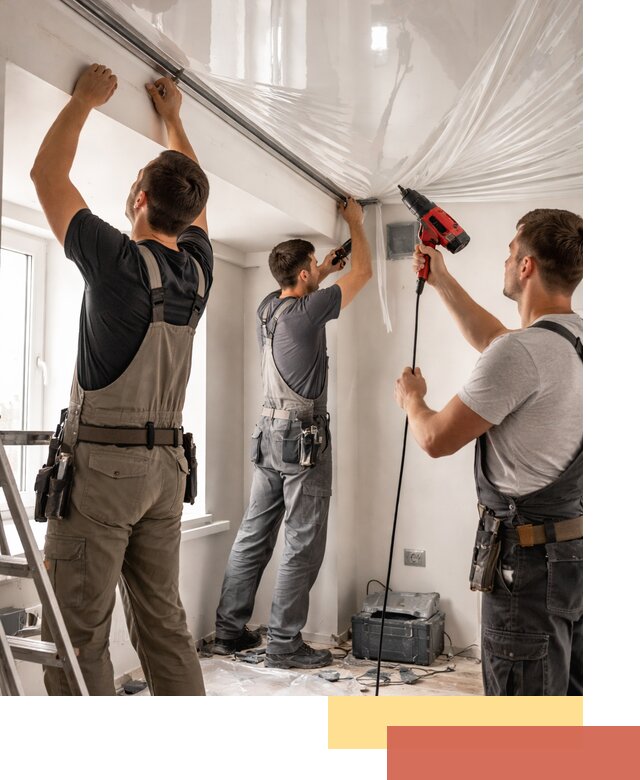 Монтаж глянцевого натяжного потолка в чернушке быстро и качественно