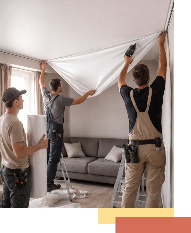 Монтаж сатинового натяжного потолка в чернушке качественно и быстро