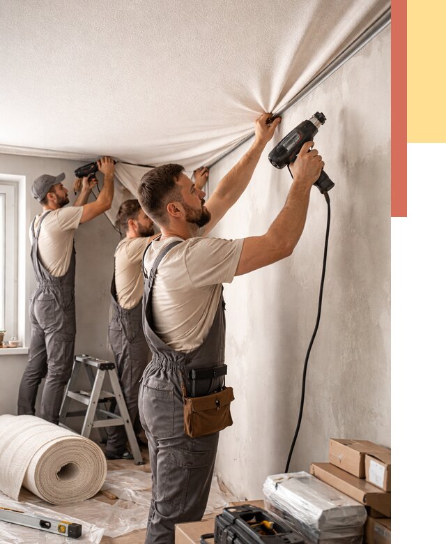 Монтаж фактурного натяжного потолка в чернушке от 762 руб. — ОТДЕЛОЧНИК-Чрш