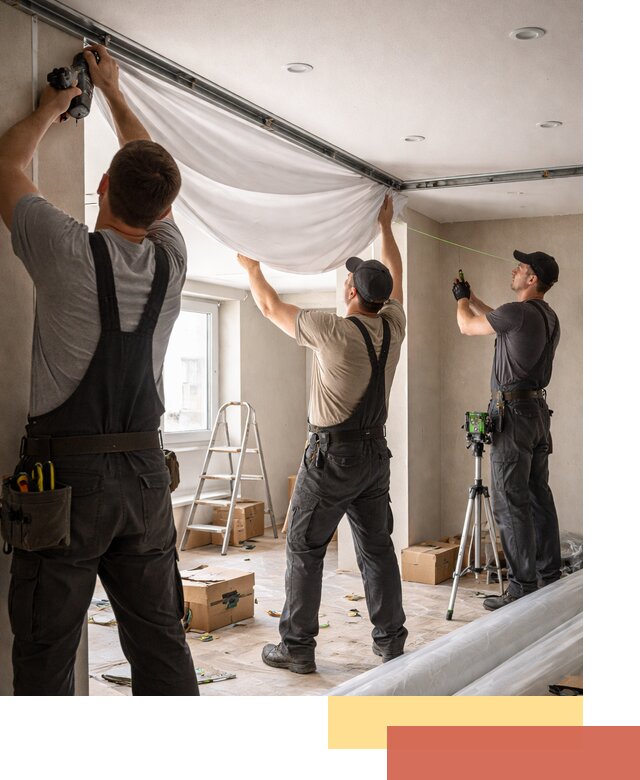 Монтаж парящего натяжного потолка под ключ в чернушке