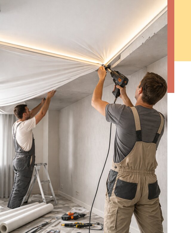 Монтаж натяжного потолка с подсветкой в чернушке от 965 руб. | ОТДЕЛОЧНИК-Чрш