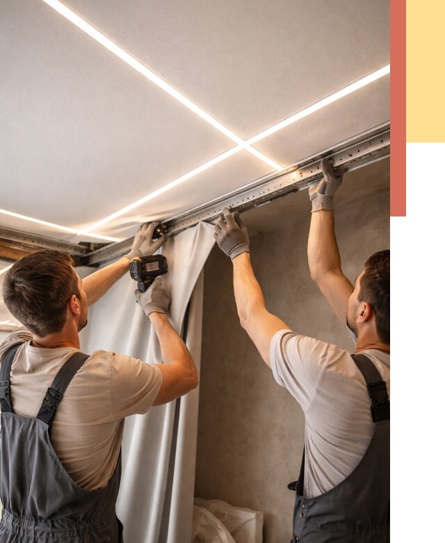 Монтаж натяжного потолка со световыми линиями в чернушке от 1219 руб. | ОТДЕЛОЧНИК-Чрш