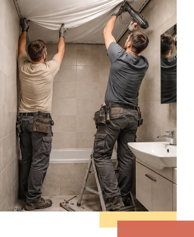 Монтаж натяжного потолка в ванной в чернушке быстро и качественно