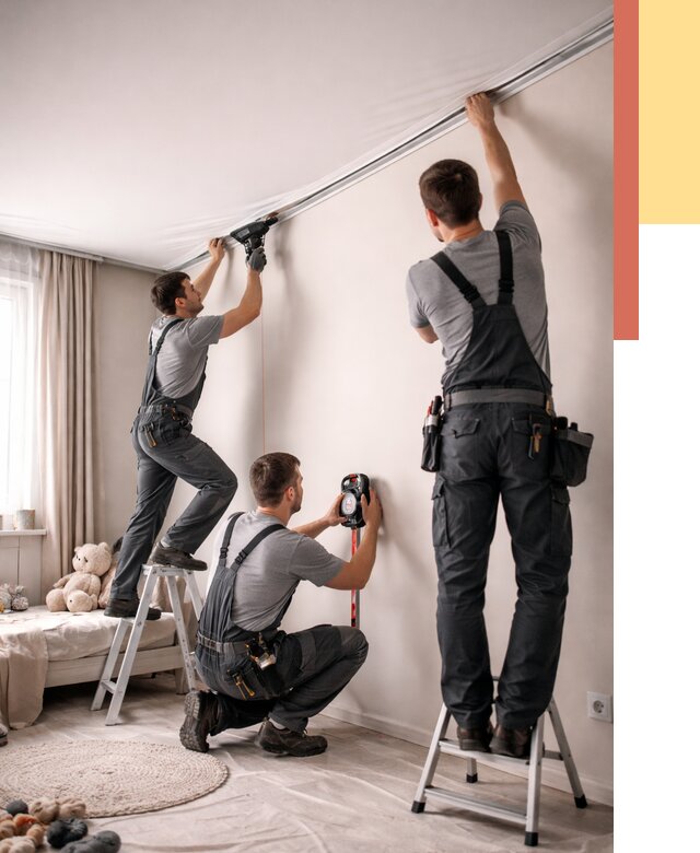 Монтаж натяжного потолка в детской в чернушке от 3555 руб. — быстро и недорого | ОТДЕЛОЧНИК-Чрш