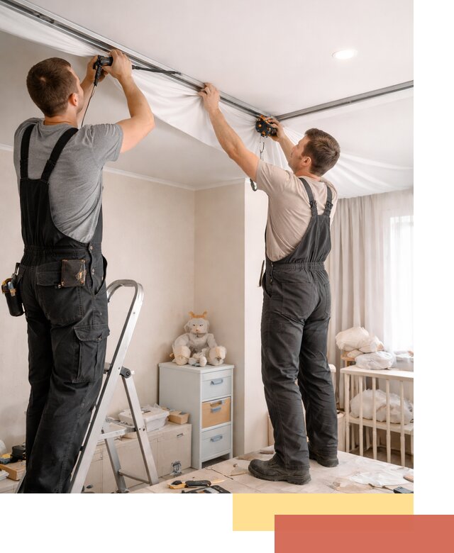 Монтаж натяжного потолка в детской комнате в чернушке