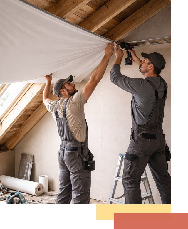 Монтаж натяжного потолка в мансарде в чернушке