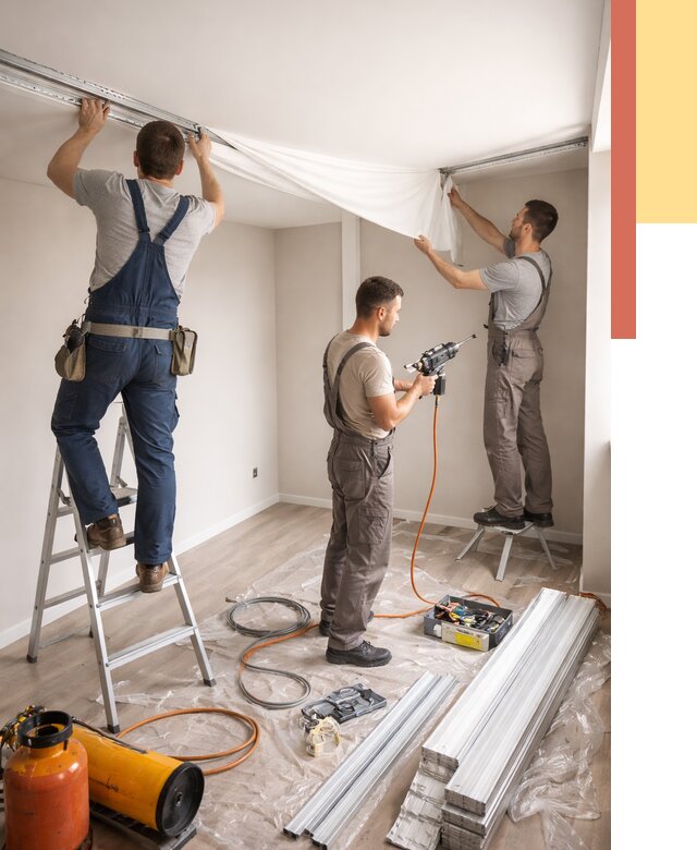 Монтаж натяжного потолка в студии в чернушке от 5586 руб. — быстро и недорого | ОТДЕЛОЧНИК-Чрш