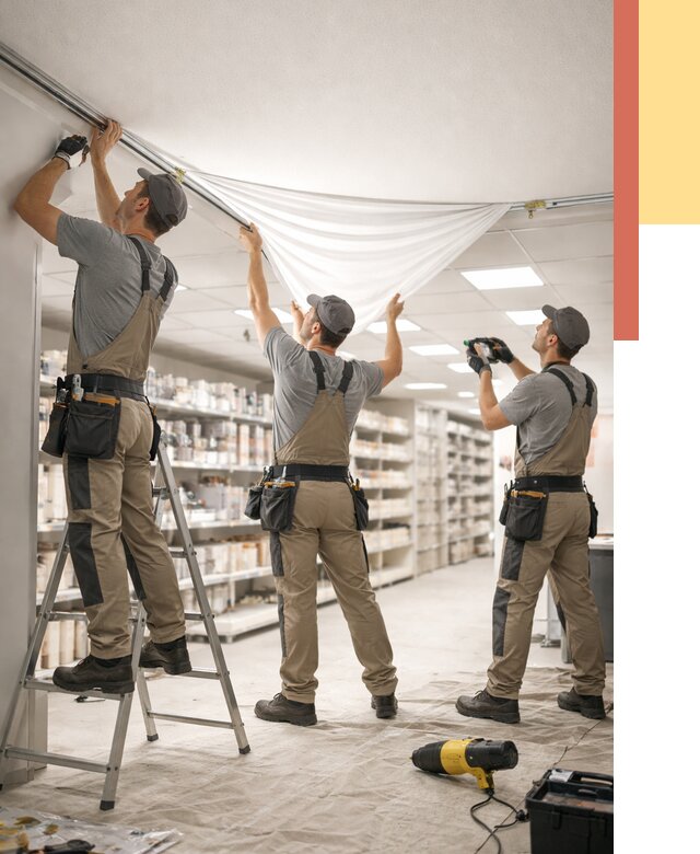 Монтаж натяжного потолка в магазине в чернушке от 4570 руб. быстро и недорого | ОТДЕЛОЧНИК-Чрш