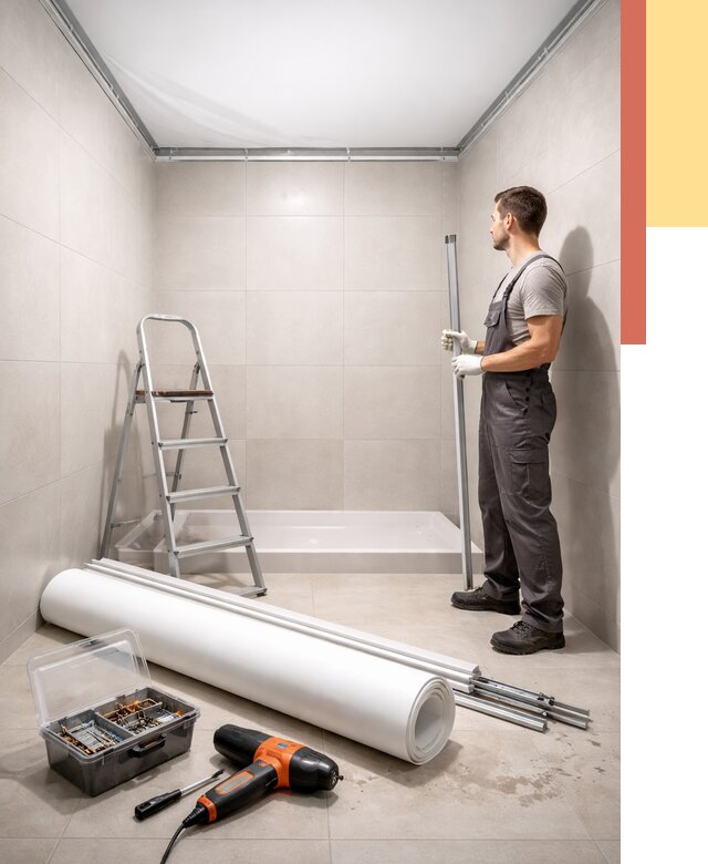 Монтаж натяжного потолка в санузле в чернушке от 1879 руб. — ОТДЕЛОЧНИК-Чрш