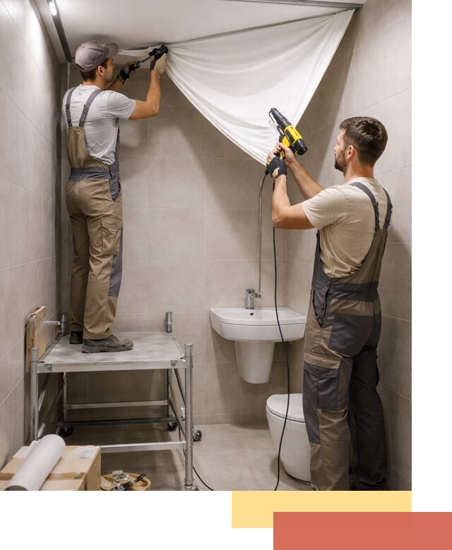 Монтаж натяжного потолка в санузле в чернушке