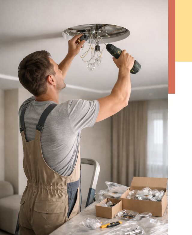 Установка люстры в натяжной потолок в чернушке от 1219 руб. | Быстро и недорого — ОТДЕЛОЧНИК-Чрш