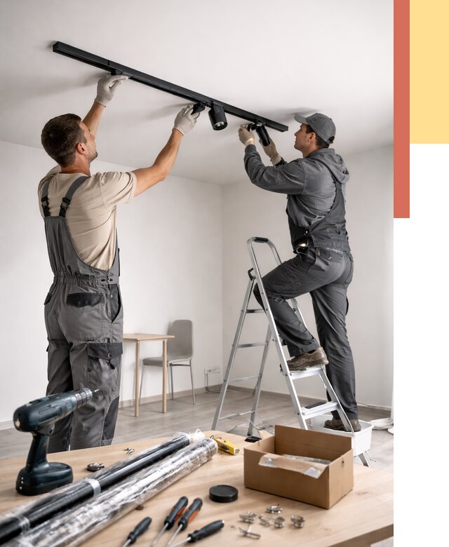 Установка трековых светильников в натяжной потолок в чернушке от 4266 руб. | ОТДЕЛОЧНИК-Чрш