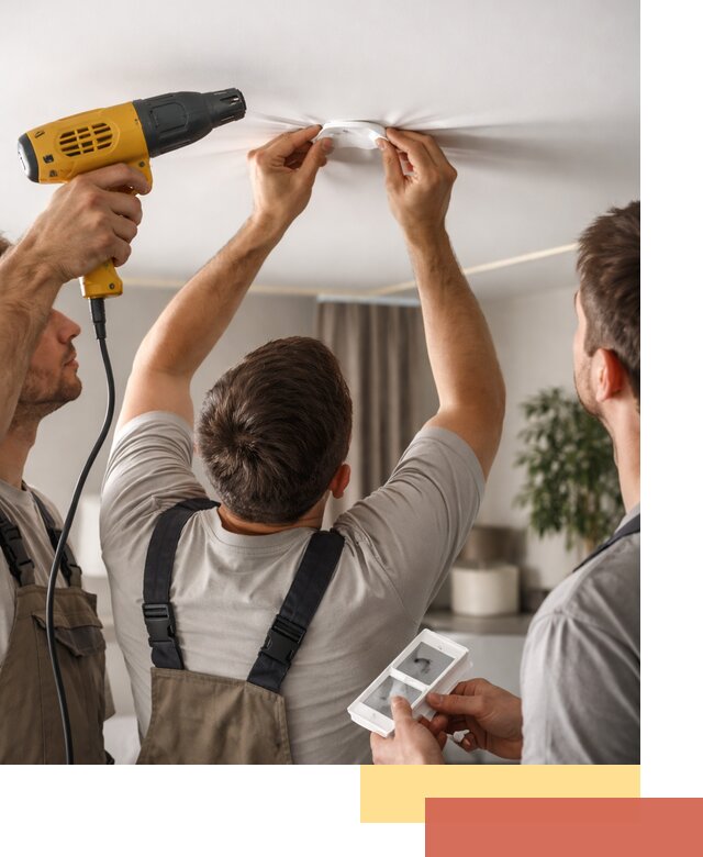 Ремонт прокола полотна натяжного потолка в чернушке