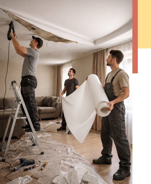 Замена полотна натяжного потолка в чернушке от 9648 руб. быстро и недорого | ОТДЕЛОЧНИК-Чрш