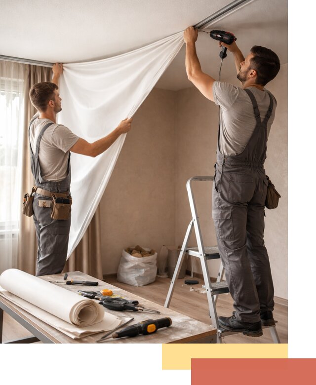 Замена полотна натяжного потолка в чернушке быстро и качественно