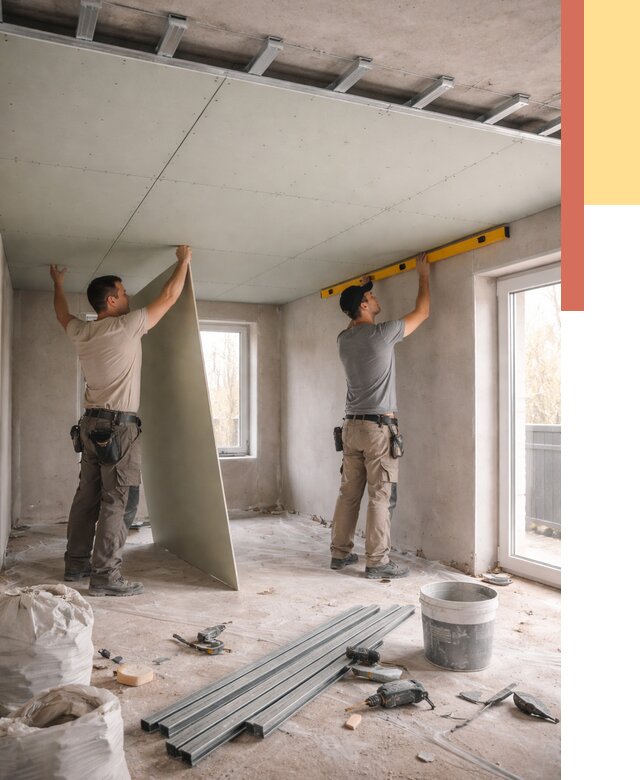 Одноуровневый потолок из гипсокартона в чернушке от 762 руб. — монтаж под ключ | ОТДЕЛОЧНИК-Чрш