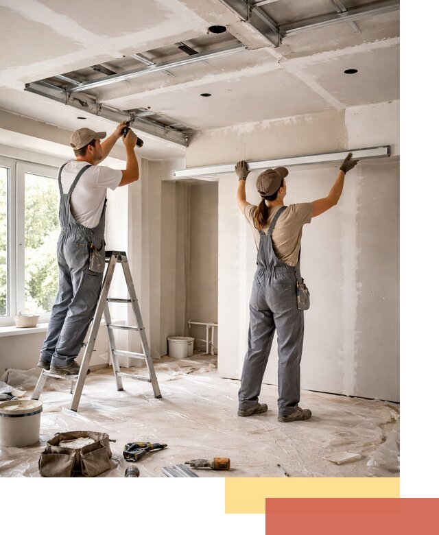 Монтаж многоуровневого потолка из гипсокартона в чернушке