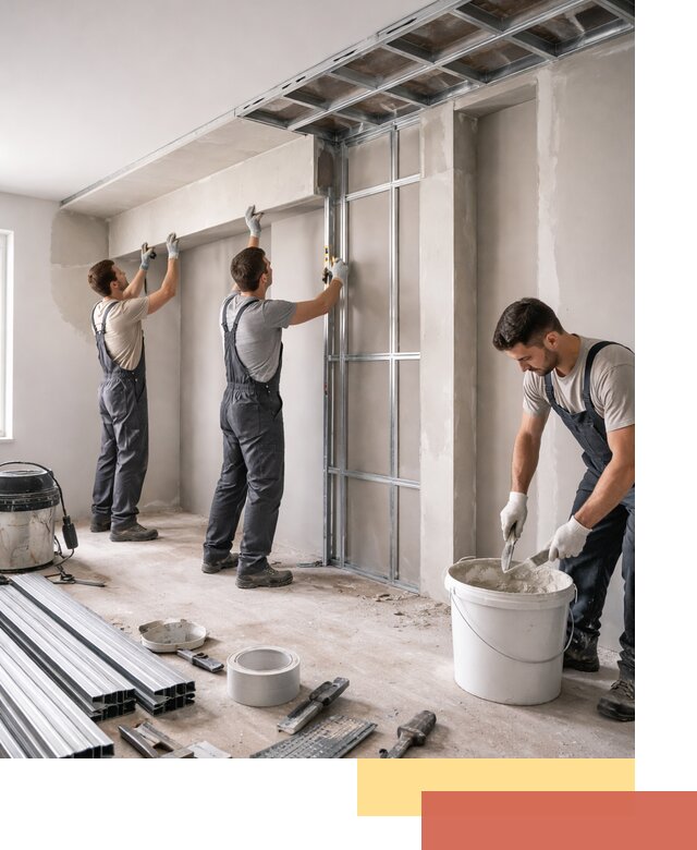 Монтаж потолка из гипсокартона с нишей в чернушке