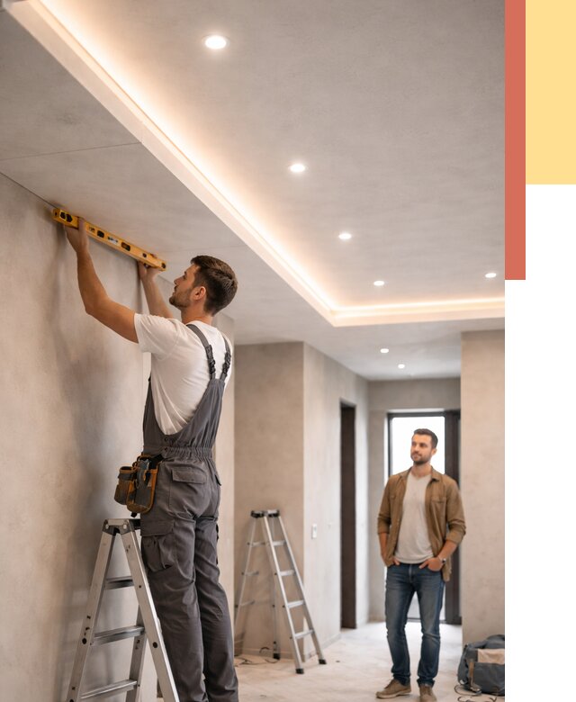 Потолок из гипсокартона с подсветкой в чернушке от 762 руб./м2 под ключ | ОТДЕЛОЧНИК-Чрш