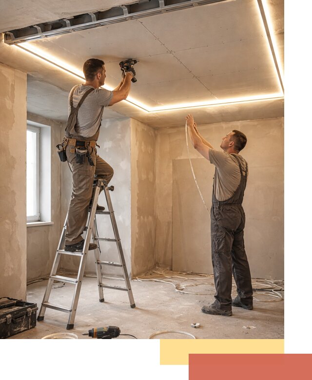 Потолок из гипсокартона с подсветкой в чернушке