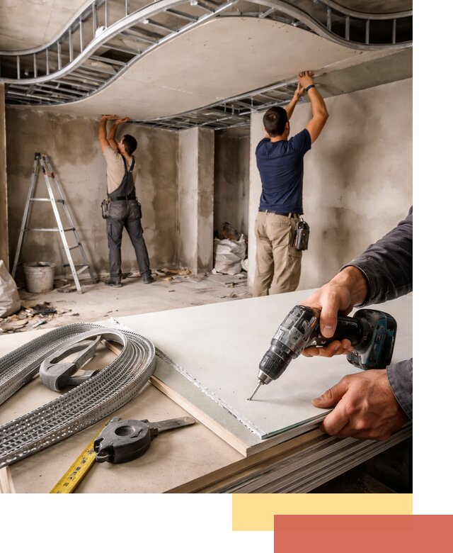 Криволинейный потолок из гипсокартона в чернушке — монтаж и отделка