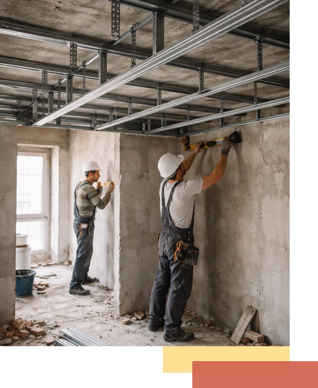 Монтаж каркаса потолка из профильного профиля в чернушке