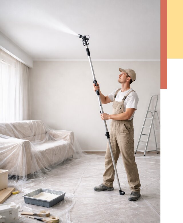 Покраска потолка краскопультом в чернушке от 4570 руб. быстро и недорого | ОТДЕЛОЧНИК-Чрш