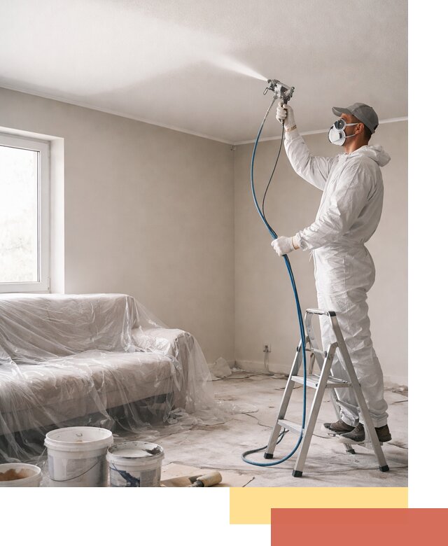 Покраска потолка краскопультом в чернушке быстро и качественно